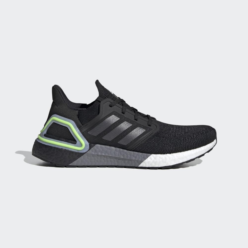 Adidas Men's Ultraboost 20 Running Shoes Black/Metal/Green Ireland EG0707